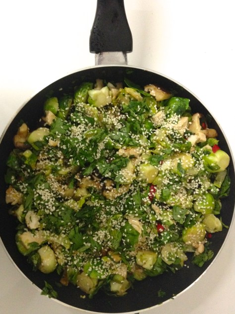 Brussels spouts and tofu